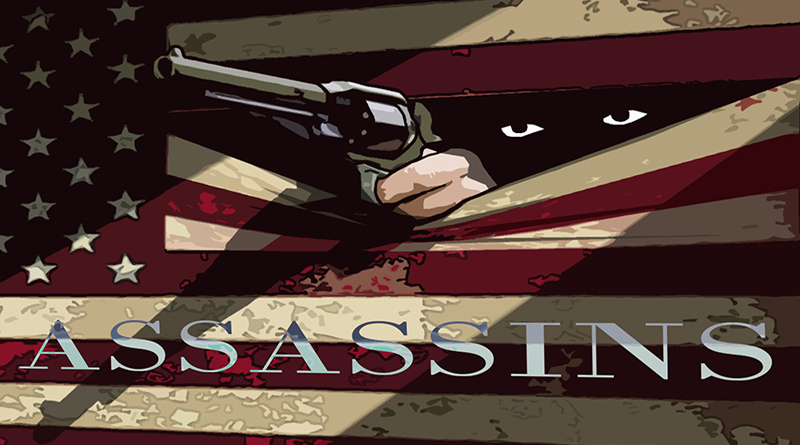 Assassins presented by State of the Art Productions in partnership with Spotlight Youth Theatre. Art by Bobby Sample.